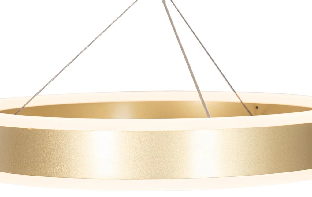 Lampă suspendată din alamă rotundă inclusiv LED cu dimmer în 3 trepte cu 3 lumini - Lyani