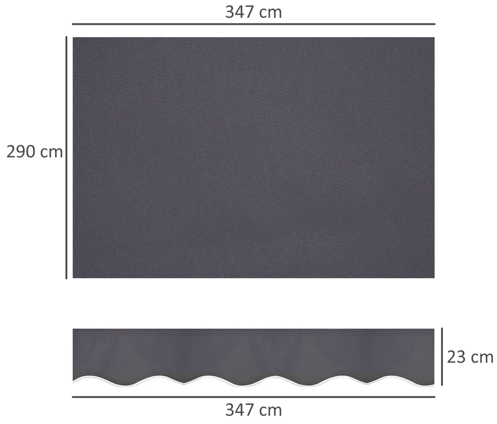 Outsunny Pânză de Schimb pentru Copertină Retractabilă Anti UV 30+, 3.47x2.9 m, Gri | Aosom Romania