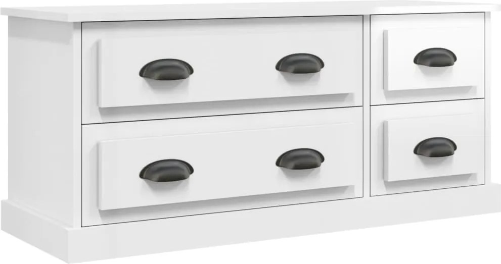 vidaXL Comodă TV, alb extralucios, 100x35,5x45 cm, lemn prelucrat