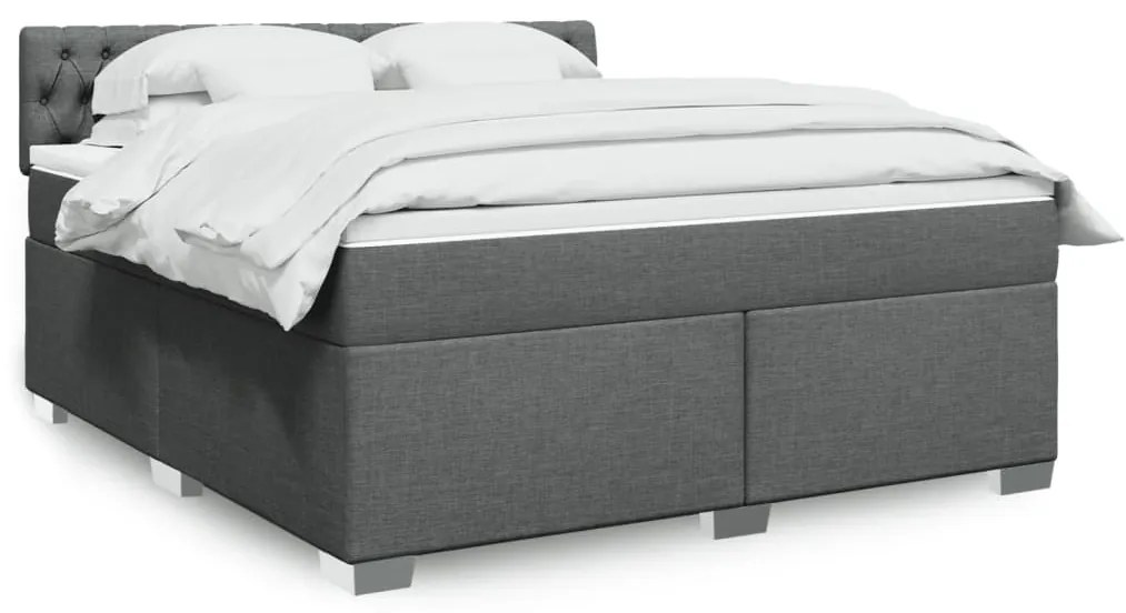 vidaXL Pat box spring cu saltea, gri închis, 180x200 cm, textil