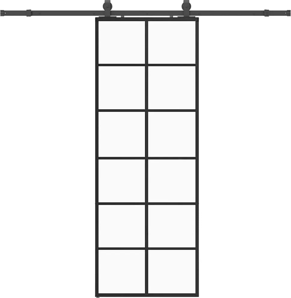 vidaXL Ușă glisantă cu set de feronerie neagră 76x205 cm Sticlă ESG