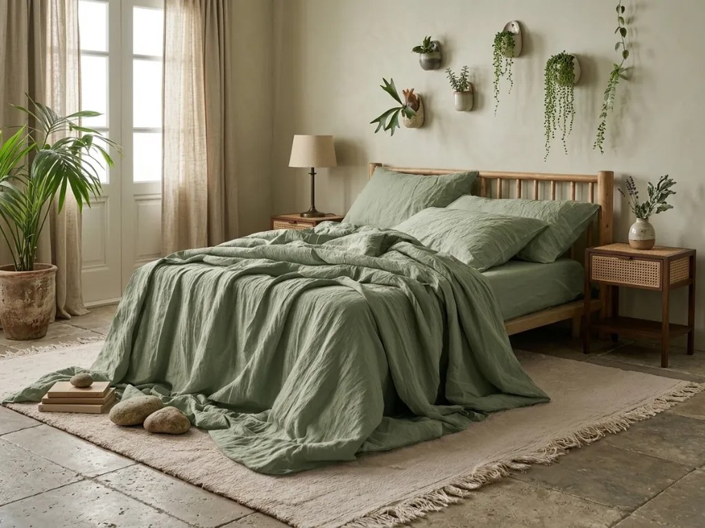 Lenjerie de pat musselin MUSSARI verde oliv Dimensiune lenjerie de pat: 70 x 90 cm | 140 x 200 cm