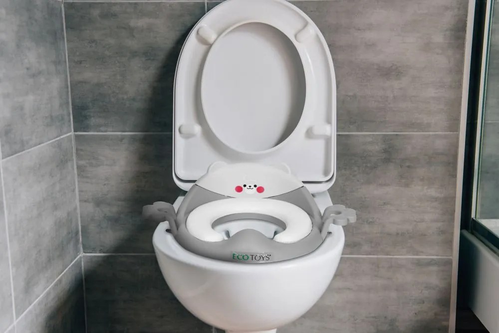 Scaun de toaletă cu urechi și pernă moale gri