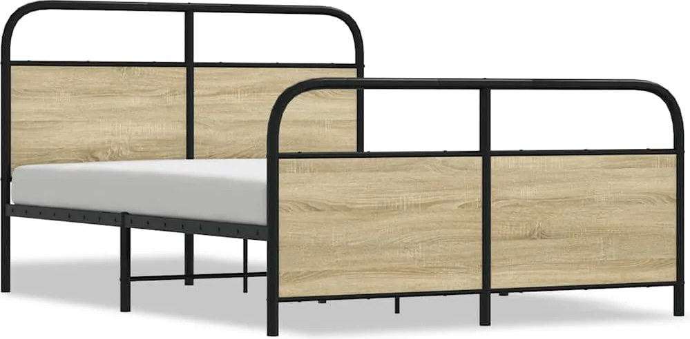 vidaXL Cadru de pat fără saltea 120x190 cm Lemn derivat stejar Sonoma