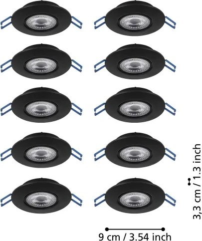 Eglo 300192 - Set 10 x spoturi LED încastrate GEDREZ LED/4,9W/230V Ø 9 cm, negru
