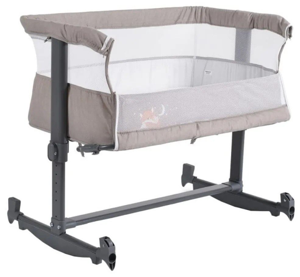 Patut copii transformabil in balansoar bebe NOVOKIDS™ Babies , Design modern, Co-Sleeper , Dimensiuni 90X55X80 cm, 5 trepte de inaltime, Saltea
