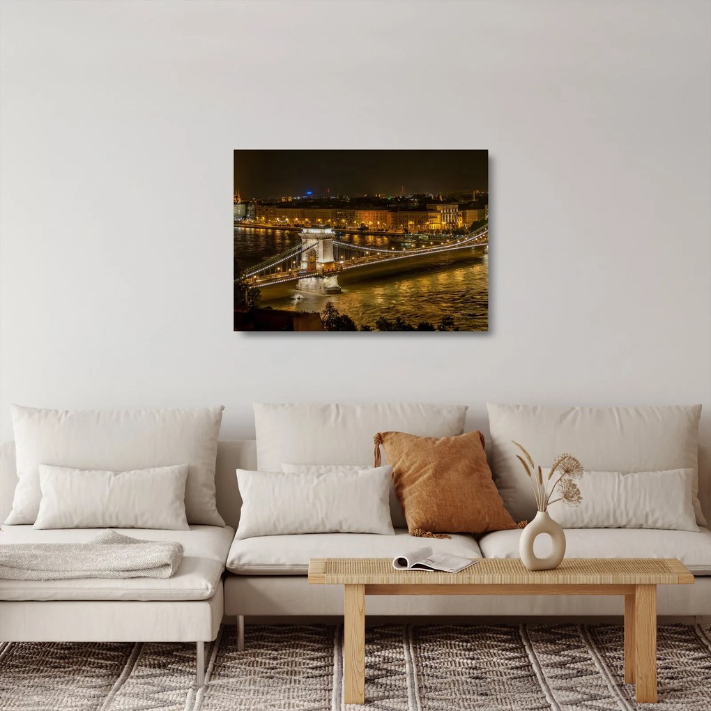 Tablou pe sticlă orașului nocturn (70x50 cm)