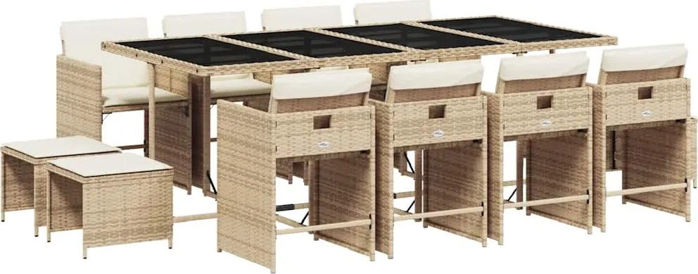 vidaXL Set mobilier de grădină cu perne, 13 piese, bej, poliratan