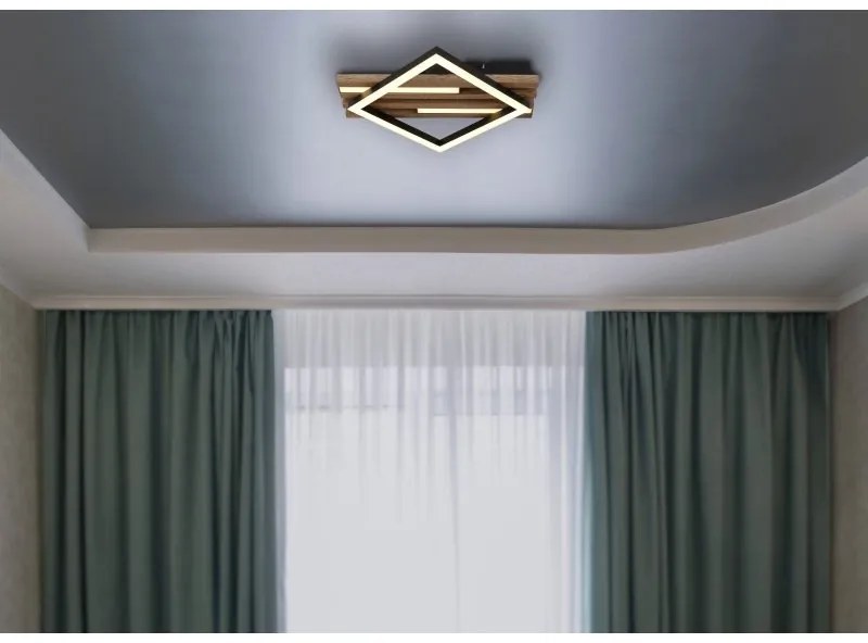 Plafoniera LED riflaj MDF cu efect de lemn OBRIEN