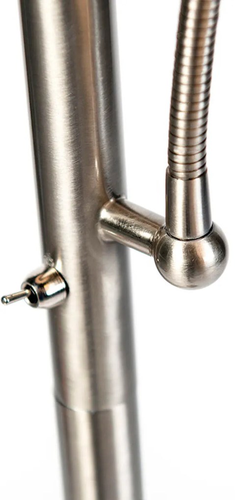 Lampă de podea inteligentă din oțel cu abajur gri, inclusiv Wi-Fi A60 și E14 - Retro