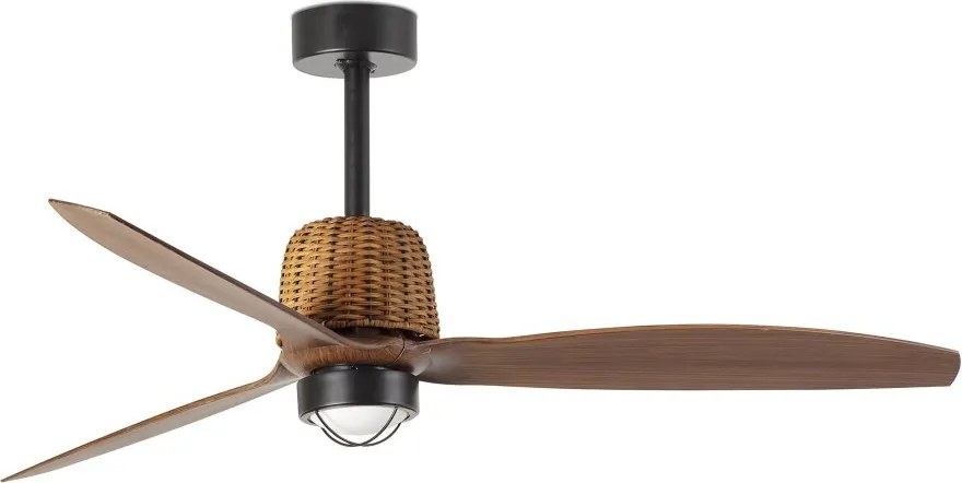 Lustra LED cu Ventilator aplicat tavan cu telecomanda WEAVER M Black/walnut