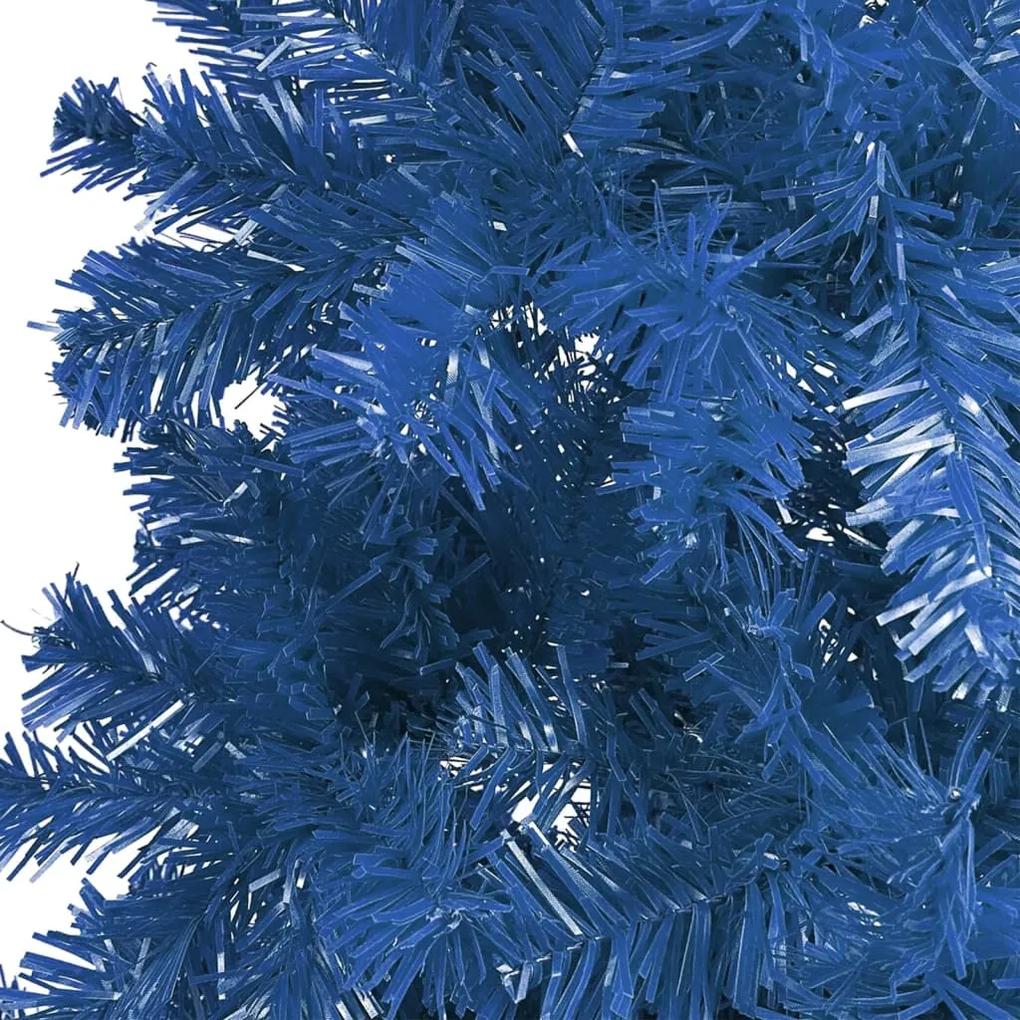 Set pom de Craciun subtire cu LED-uri globuri albastru 120 cm 1, albastru si gri, 120 cm