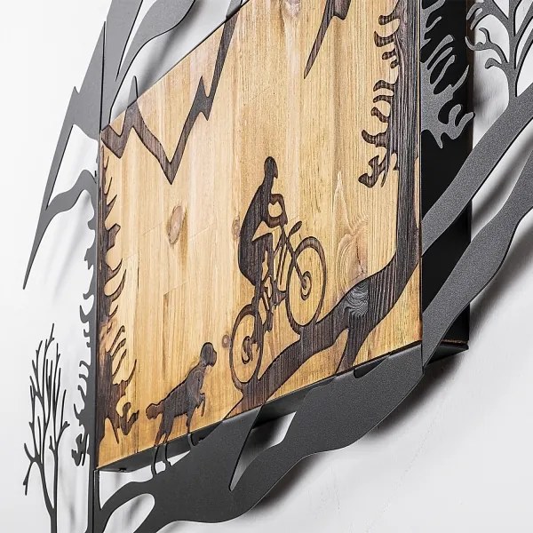 Decorațiune de perete 110x65 cm lemn/metal cursă cu motocicleta
