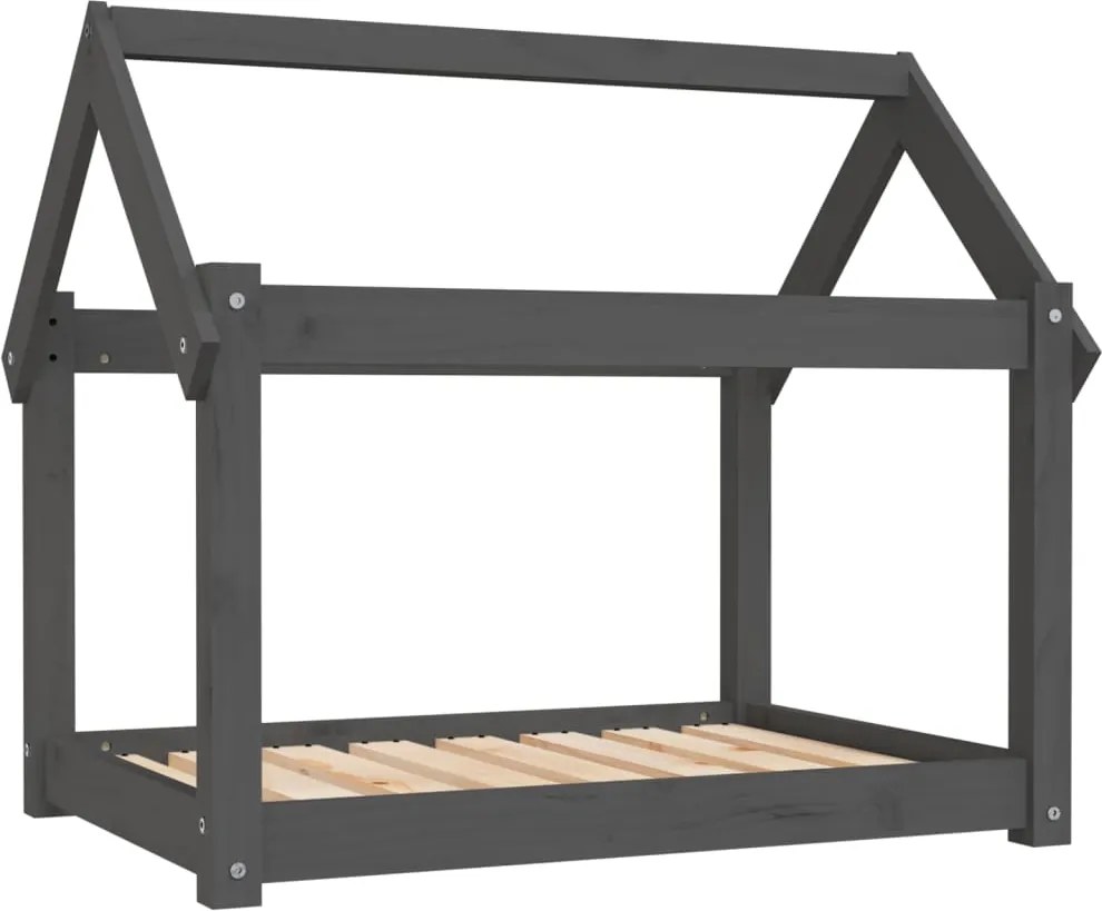 vidaXL Pat pentru câini, gri, 81x60x70 cm, lemn masiv de pin