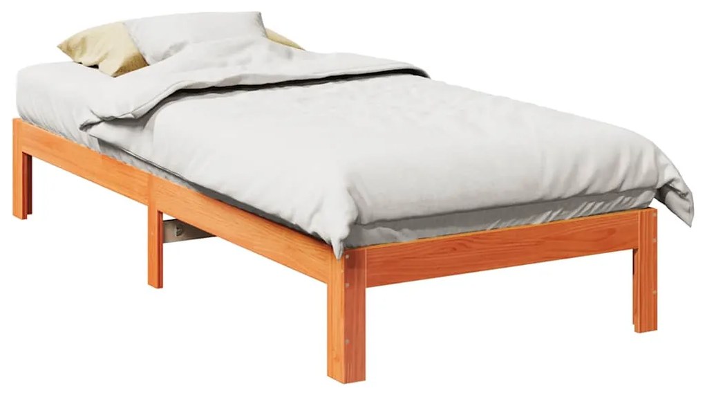 vidaXL Cadru de pat fără saltea maro ceruit 80x200 cm lemn masiv pin