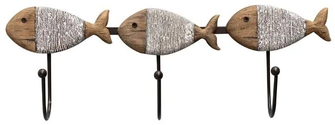 Cuier din lemn de paulownia, cu 3 agatatori, Fishes