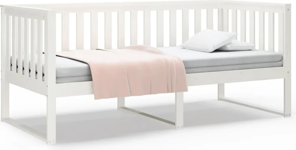 vidaXL Pat de zi fără saltea alb 100x200 cm lemn masiv de pin