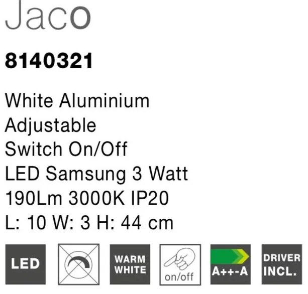 Aplica LED cu spot directionabil design minimalist Jaco alba NVL-8140321