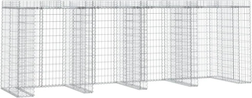 vidaXL Perete gabion pentru pubela gunoi 350x91x120 cm fier galvanizat