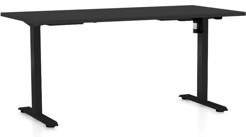 Masa inaltime reglabila OfficeTech A, 160 x 80 cm, bază neagră, negru