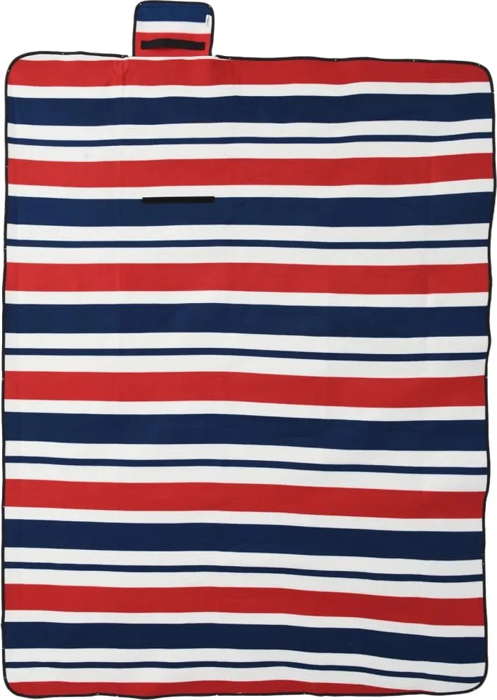 vidaXL Pătură picnic pliabilă, dungi roșu albastre, 200x150 cm catifea