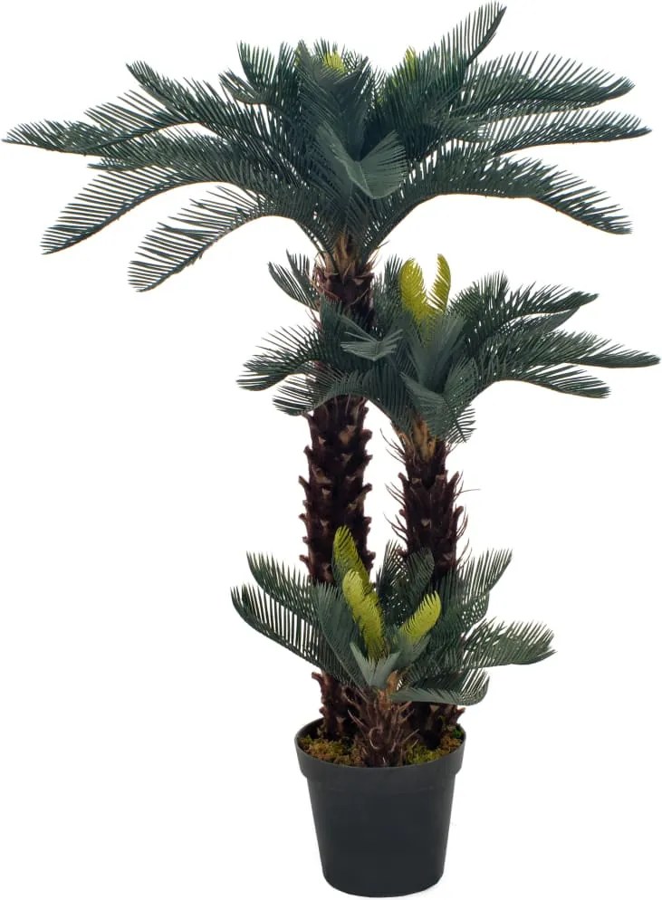 vidaXL Plantă artificială palmier cycas cu ghiveci, verde, 125 cm