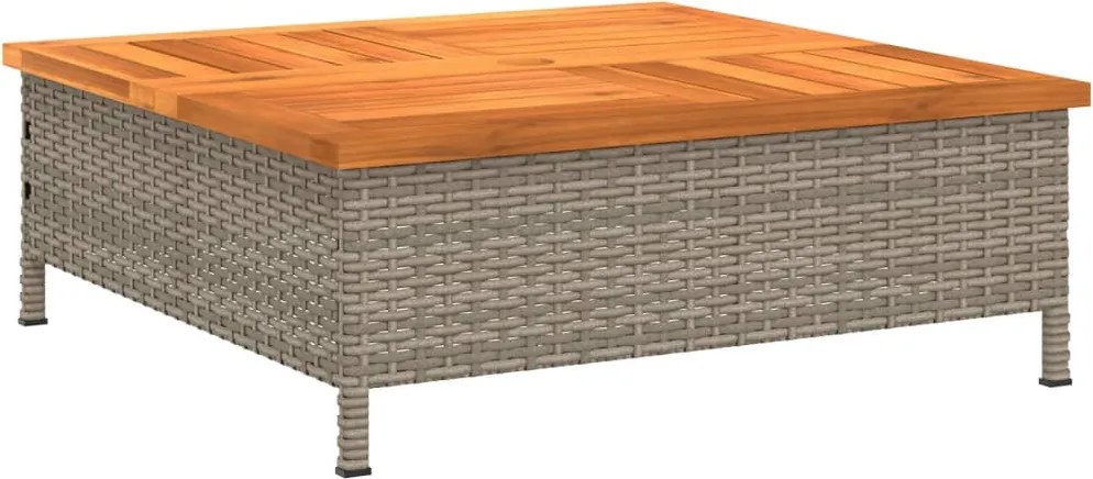 vidaXL Masă de grădină, gri, 70x70x25 cm, poliratan și lemn acacia