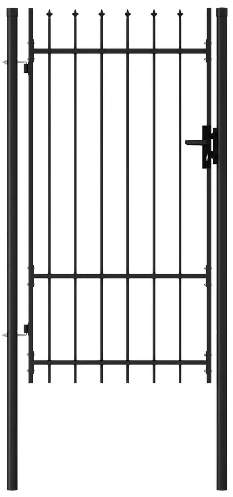 vidaXL Poartă de gard cu o ușă, vârf ascuțit, negru, 1x1,75 m, oțel