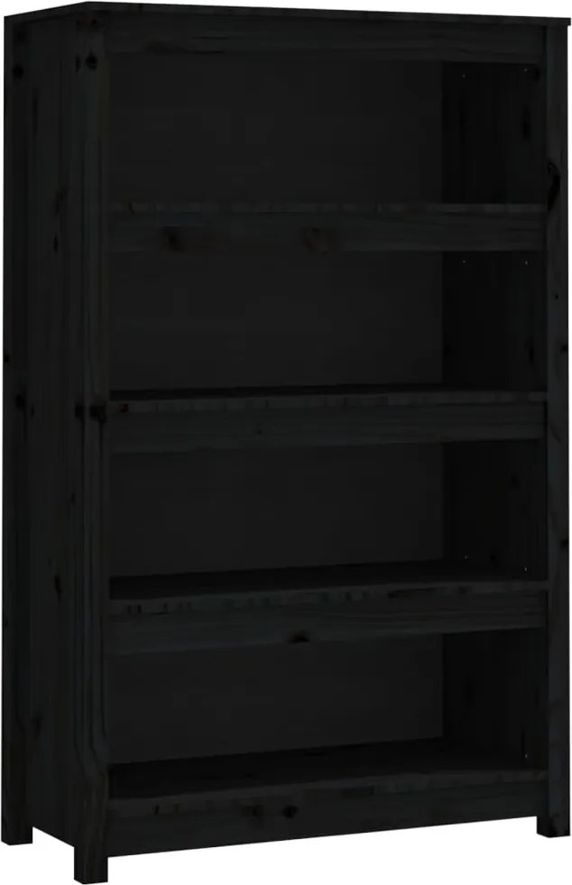 vidaXL Bibliotecă, negru, 80x35x126 cm, lemn masiv de pin