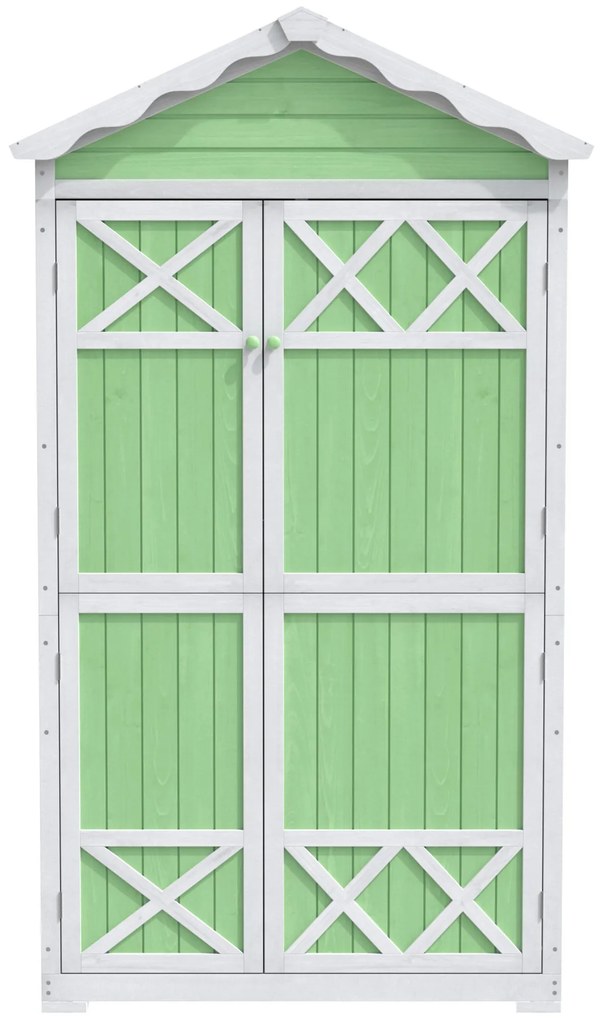 Depozit exterior pentru mobilier de grădină din lemn, design rezistent la intemperii cu întărituri stabile în formă de X, 93x45x179 cm, Verde
