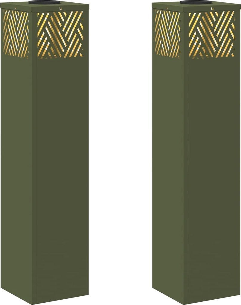 vidaXL Lumină LED Solară pentru Alei 2 pcs Verde măsliniu