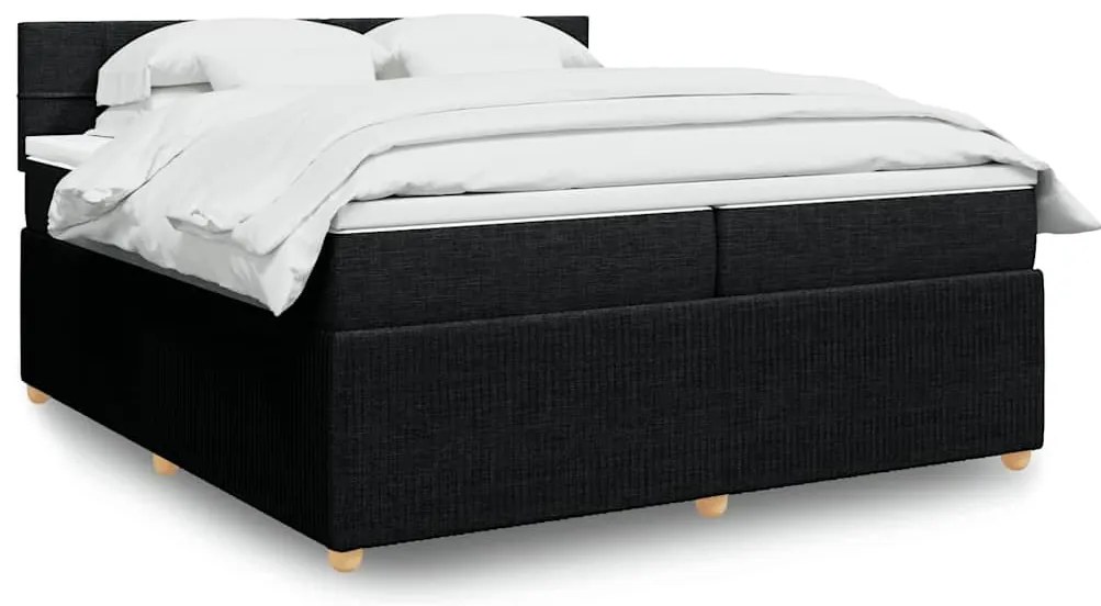 vidaXL Pat box spring cu saltea, negru, 200x200 cm, textil