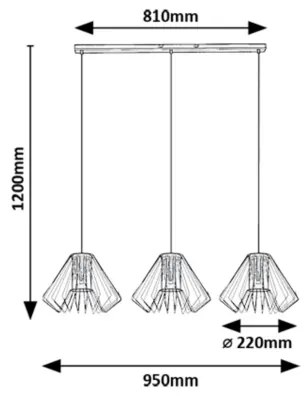 Lustră pe cablu Rabalux 72371 EMERENCIA 3xE27/40W/230V