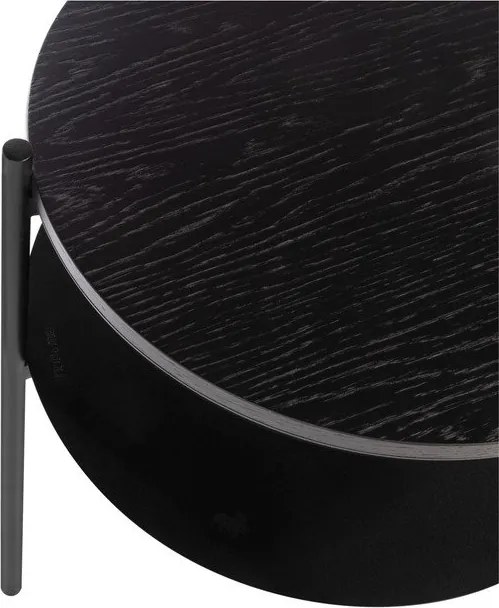 Noptieră neagră cu blat cu aspect de lemn de stejar Tu – noo.ma