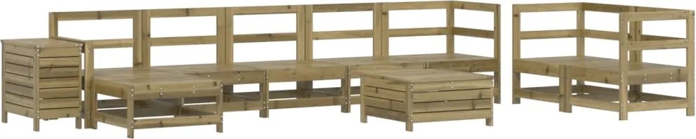 vidaXL Set canapea de grădină, 10 piese, lemn de pin tratat