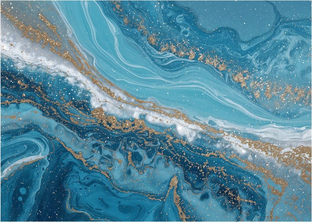 Tablou - Marmură bleu cu aur I. (70x50 cm)