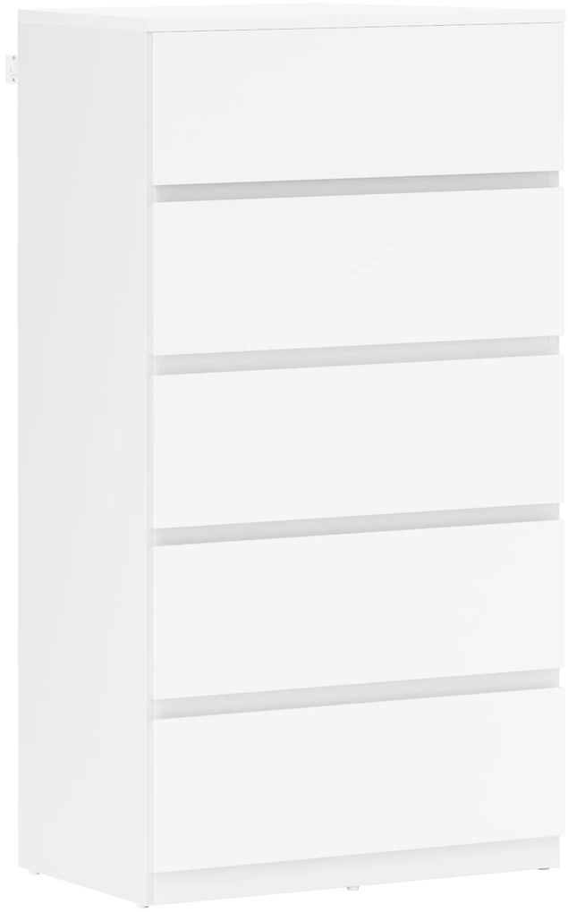 HOMCOM Comodă Sideboard Sertar, 5 sertare, 55 cm x 34 cm x 100 cm, Alb | Aosom Romania