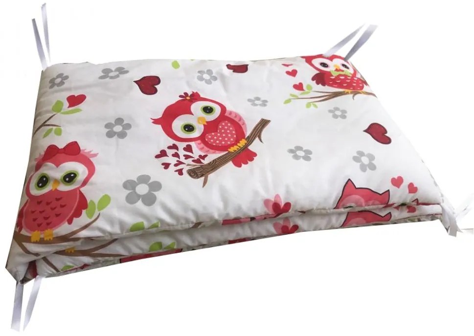 Set de aparatori pufoase h39 pat 140x70 cm DeLuxe Bufnite roz