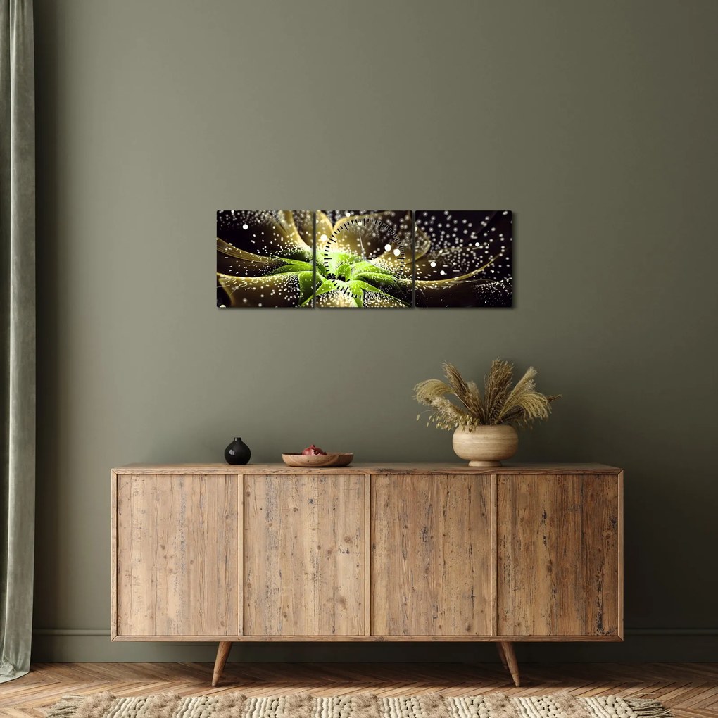 Tablou - Detaliu florii (cu ceas) (90x30 cm)