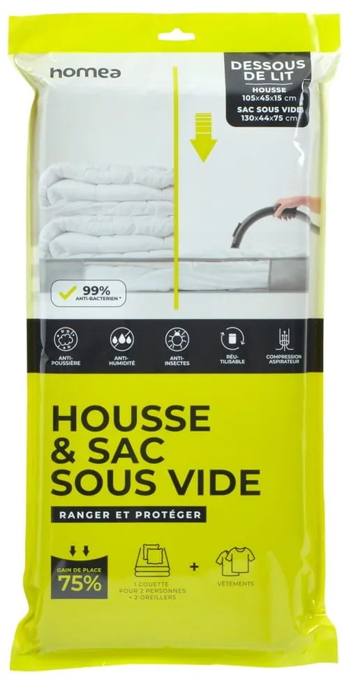 Cutie de depozitare sub pat, din plastic cu vacuum 105x45x15 cm – Homéa