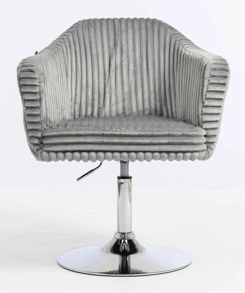HR832N Scaun Gri Teddy Cord cu Bază Cromata