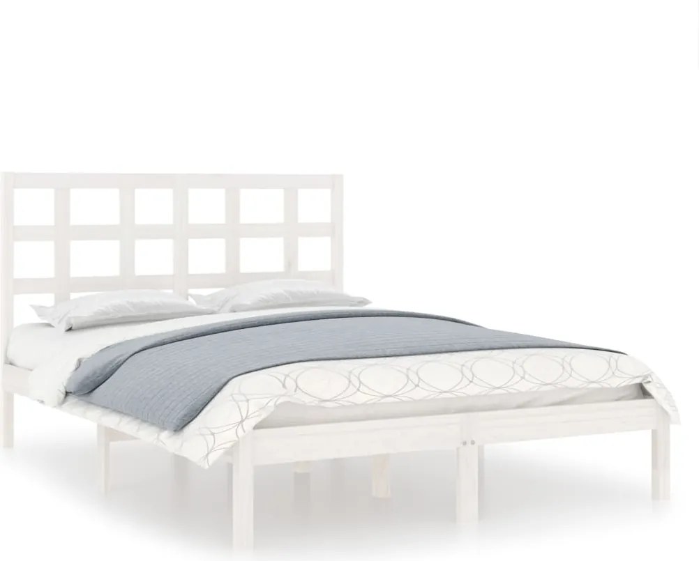 vidaXL Cadru de pat King Size, alb, 150x200 cm, lemn masiv