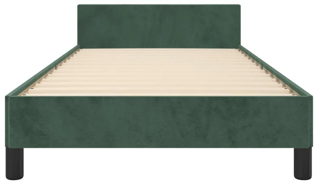 Cadru de pat cu tablie, verde inchis, 80x200 cm, catifea Verde inchis, 80 x 200 cm, Design simplu