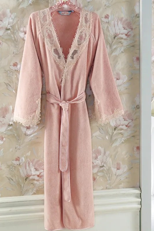 Halat elegant DESTAN de damă în cutie cadou XL Roz pal / Dusty rose