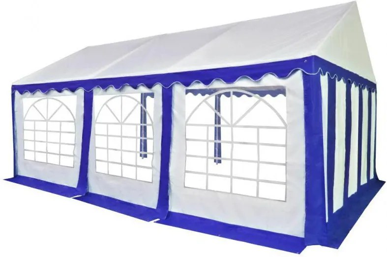 Pavilion de grădină PVC 4 x 6 m, albastru și alb
