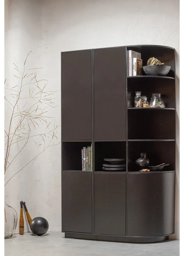Bibliotecă modulară neagră din lemn masiv de pin 228x210 cm Finca – WOOOD