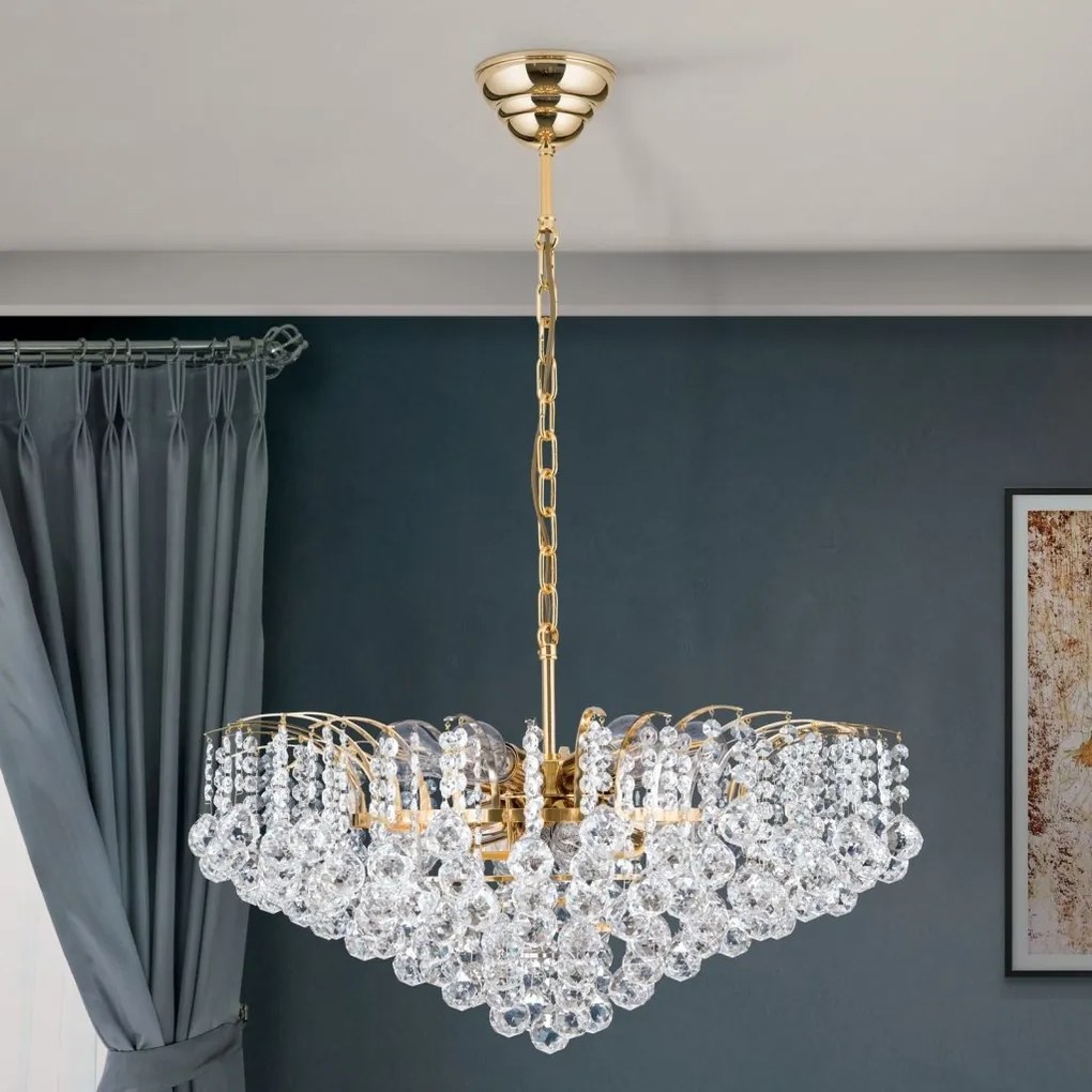 Candelabru cristal Asfour design lux KRISTALL KLASSISCH 10L gold/clear