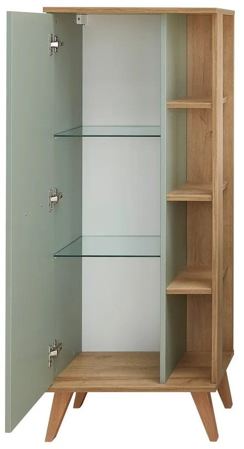 Dulap de baie verde cu aspect de lemn de stejar 51x128 cm Set 923 - Pelipal