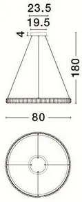 Lustra LED design circular, Otel, Argintiu, Cristal K9, ETEKEN NVL-9501215