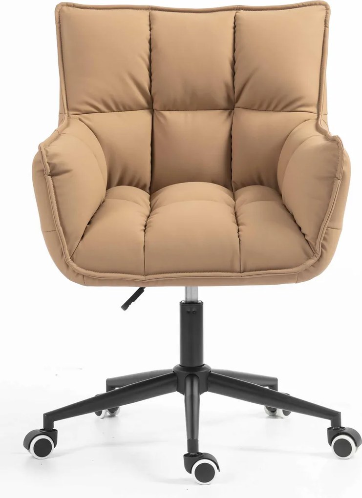 HR560K Scaun Caramel Piele Ecologica Premium Soft cu Bază Neagră